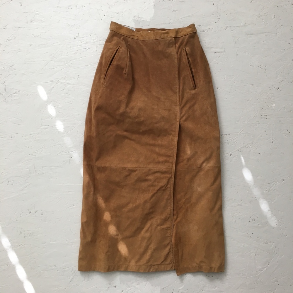 SOLD Vintage Suede Pencil Skirt - Picture 1 of 8